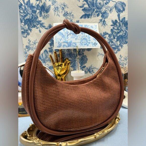 🆕 CULT GAIA 🧿 NWOT Zena Raffia Circular Knotted Shoulder Bag, Woven Brown - Picture 6 of 16